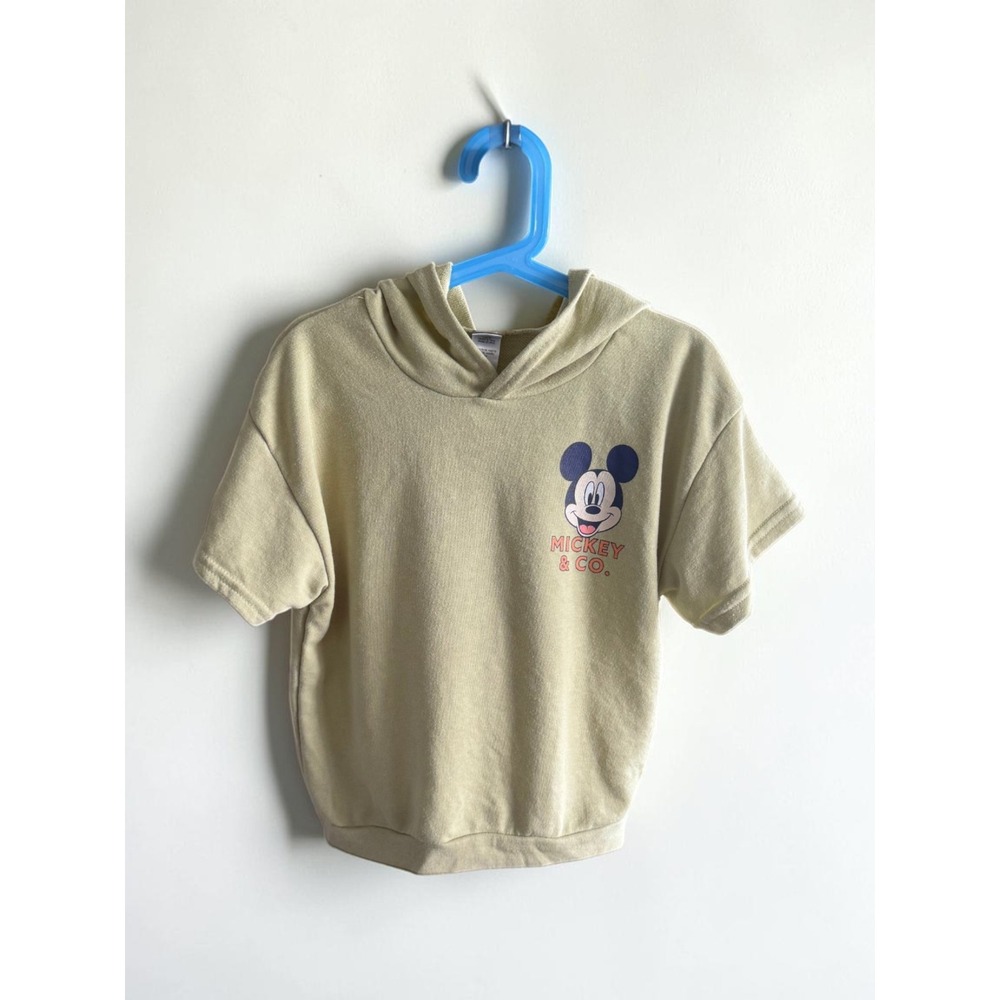 Disney Mickey & Co Kids Short Sleeve Hoodie Olive Green Mickey Mouse Graphic 6